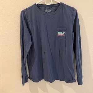 Vineyard Vines Men's Navy Long-Sleeve Pocket Tee with Whale